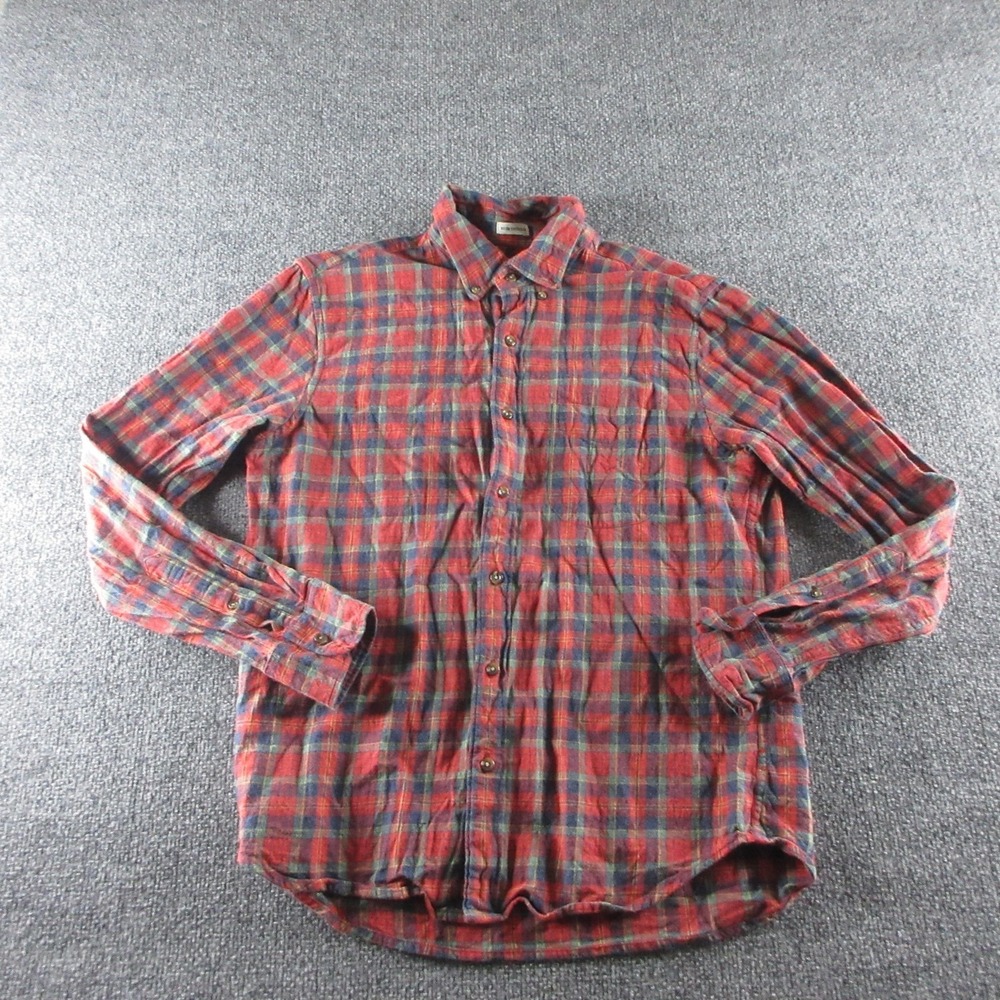 J.Crew Flannel Shirt Men M Red Brushed Twill Long Sleeve Button Up Slim Untucked